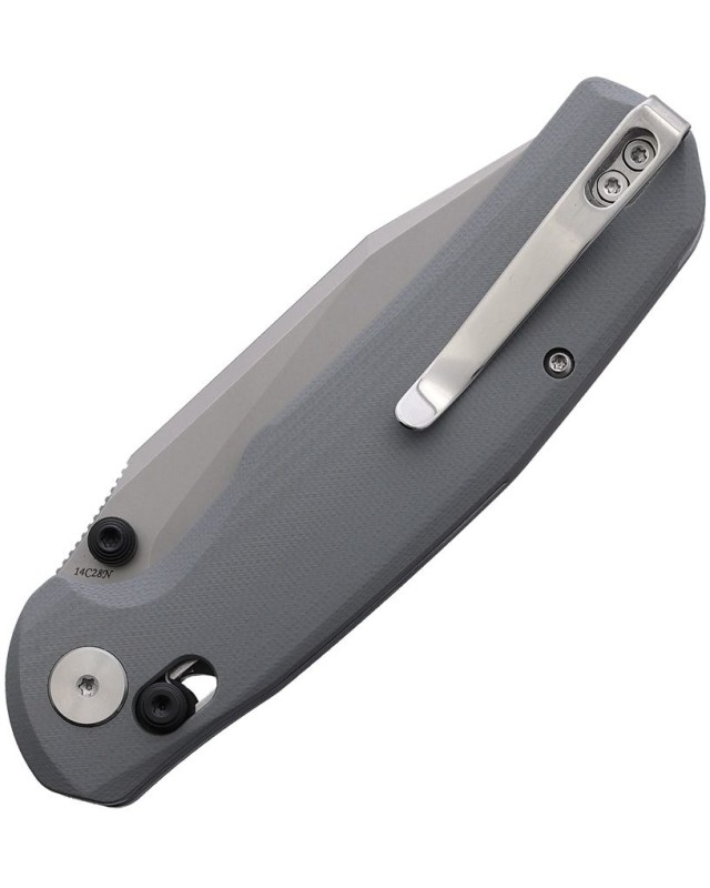 Hornet folding knife Axis Lock 14C28N steel stonewash finish blade gray G10 handle