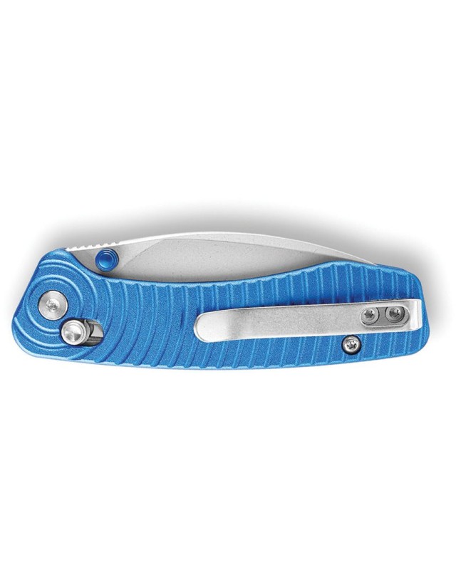 Trivisa Koala folding knife N690 stainless steel blade satin finish Crossbar Lock blue aluminium handle