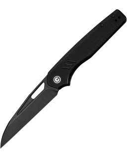 Civivi Guile 14C28N steel blackwash finish wharncliffe blade Black G10 handle front flipper