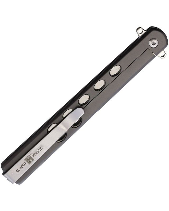 Al Mar Knives Quicksteel 4 framelock D2 tool steel satin finish blade Titanium Coated 420 Stainless steel handle