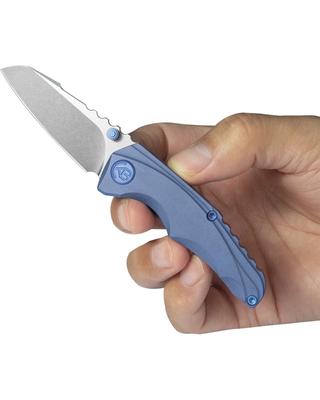Kubey Steeltle Folding Knife  M390 Steel Blue Titanium Handle