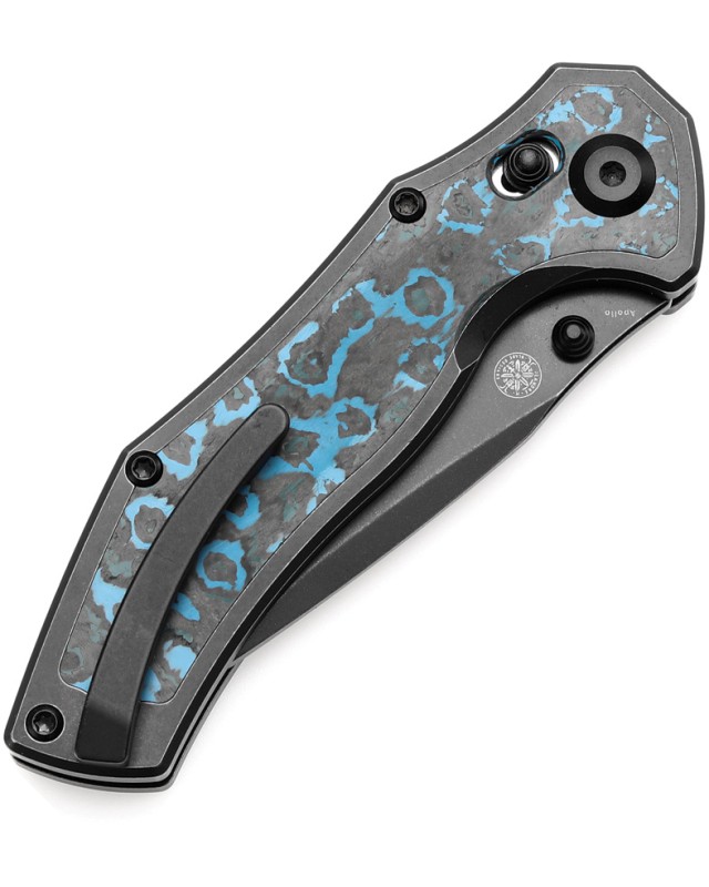 Kansept Apollo Crossbar Lock Folding Knife  CPM S35VN Steel Blue Carbon Fiber Titanium Handle