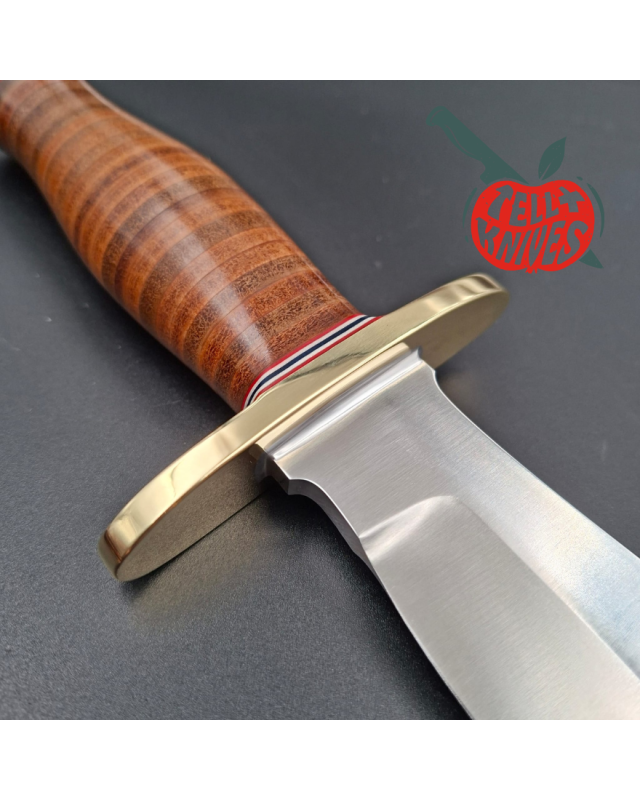 Randall Made Knives Model 12 - 8 Big Bear forged stainless steel stacked leather handle brass guard Duralumin pommel