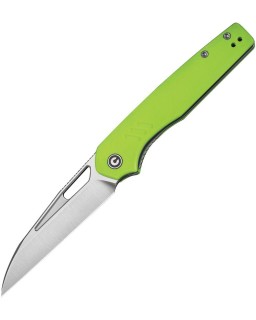 Civivi Guile 14C28N steel satin finish wharncliffe blade neon green G10 handle front flipper