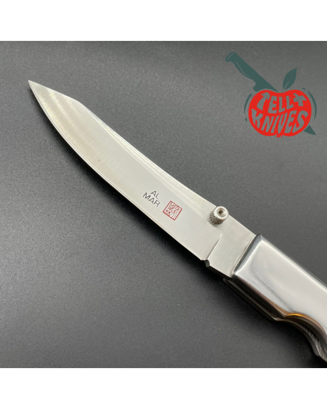 Vintage AMK Gun Stock folder AUS-6A steel Titan wood handle lockback leather sheath SEKI Japan