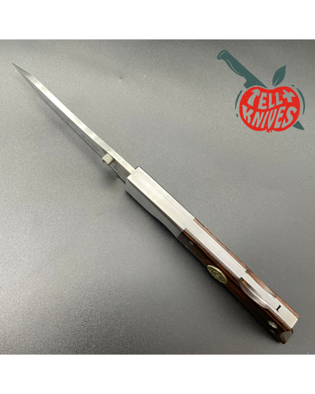 Vintage AMK Gun Stock folder AUS-6A steel Titan wood handle lockback leather sheath SEKI Japan