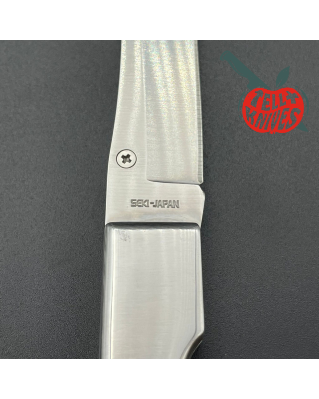 Vintage AMK Gun Stock folder AUS-6A steel Titan wood handle lockback leather sheath SEKI Japan