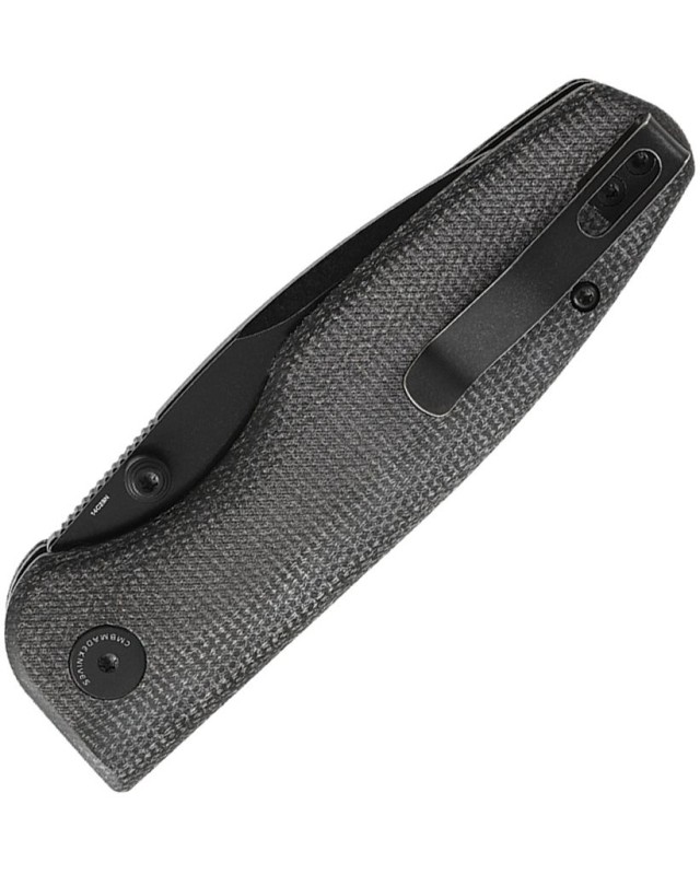 CMB Predator 14C28N steel blackwash finish Button Lock Black micarta handle