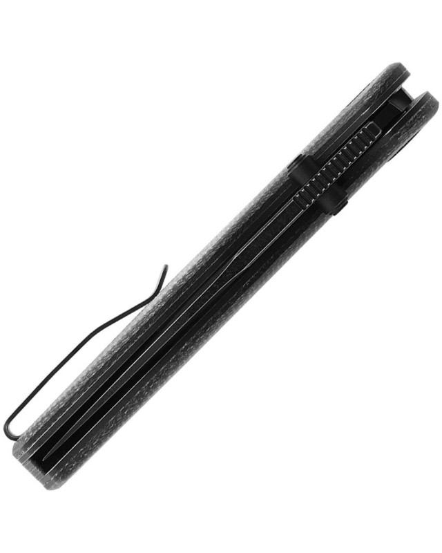 CMB Predator 14C28N steel blackwash finish Button Lock Black micarta handle