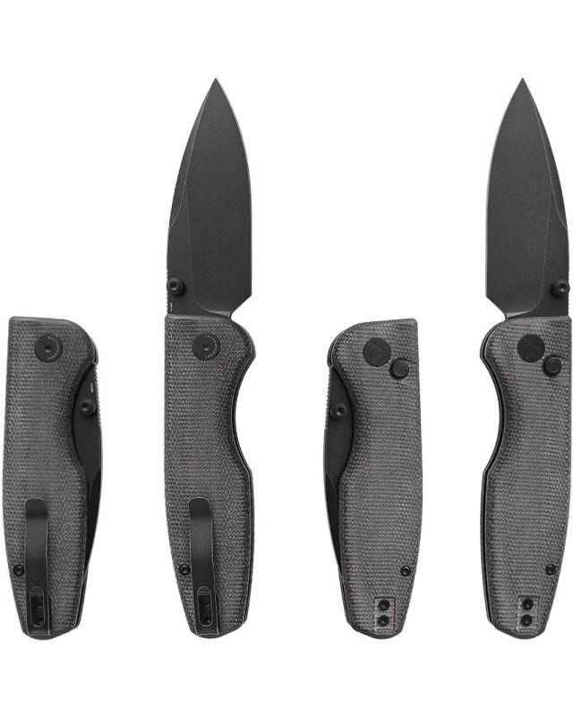 CMB Predator 14C28N steel blackwash finish Button Lock Black micarta handle
