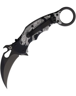 FOX Knives 599 Karambit Dragon N690 steel blade black finish black aluminium handle