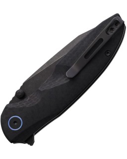 Remette Cool Whale 14C28N Sandvik steel blackwash finish blade Carbon Fiber pattern black G10 handle flipper