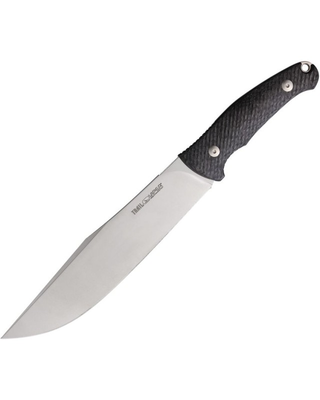 VIPER Trail fixed blade N690 steel stonewash finish carbon fiber handle brown leather sheath