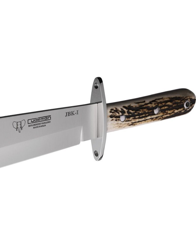 CUDEMAN Bowie JBK-I full tang MoVa stainless steel stag handle brown leather sheath