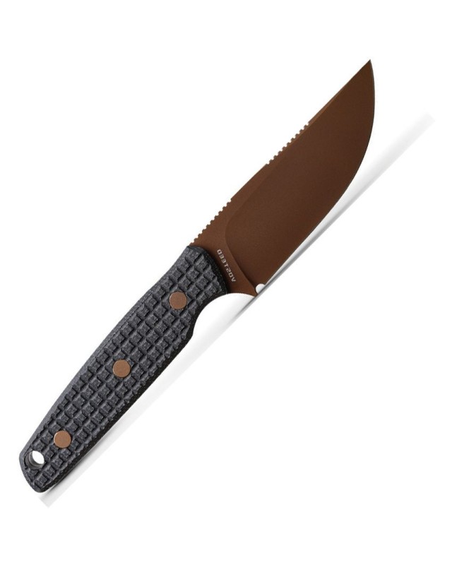VOSTEED Mink Nitro-V steel Copper Dune finish black Micarta handle black kydex sheath