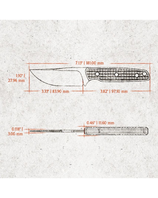 VOSTEED Mink Nitro-V steel Copper Dune finish black Micarta handle black kydex sheath