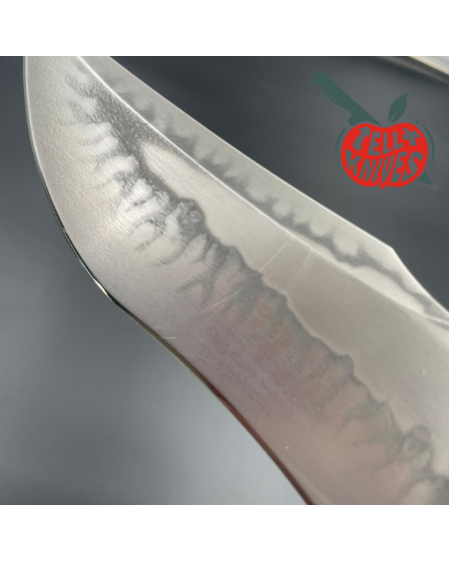 Jan Hafinec Custom Knife Fixed Blade Hunter C105 Carbon Steel brass guard ironwood handle leather sheath