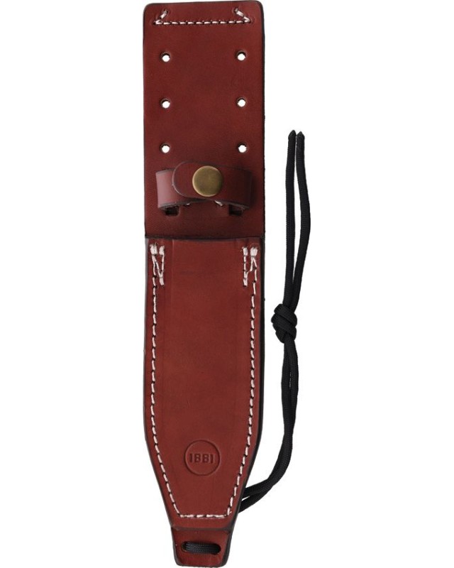 1881 Knife Works Luke Airman Fixed Blade Full Tang 1095 Cro-Van carbon steel black coated blade Black G10 Brown leather 