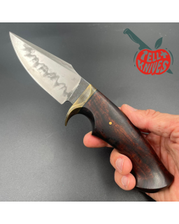 Jan Hafinec Custom Knife Fixed Blade Compact Hunter C105 Carbon Steel brass guard ironwood handle leather sheath
