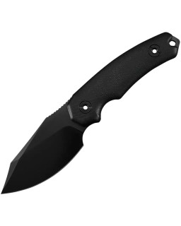 Kunwu Knives Stiffy D Fixed Blade Vanadis 4 steel black DLC finish Black canva micarta handle black kydex sheath