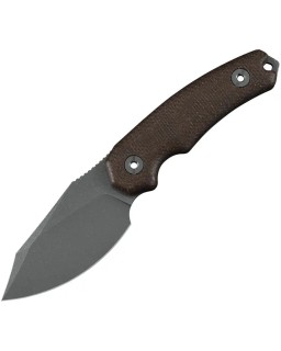 Kunwu Knives Stiffy D Fixed Blade Vanadis 4 steel stonewash finish Brown burlap micarta handle black kydex sheath