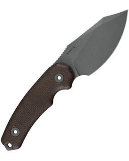 Kunwu Knives Stiffy D Fixed Blade Vanadis 4 steel stonewash finish Brown burlap micarta handle black kydex sheath
