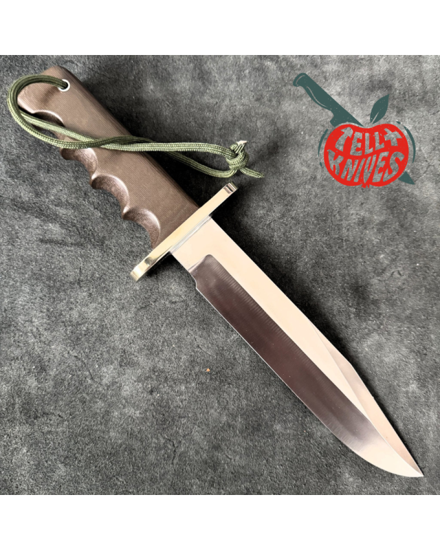 Randall Made Knives Model 14 - 7.5 full tang forged stainless steel nickel silver guard brown micarta handle brown leath