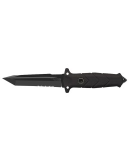 TB Outdoor Le Vengeur Tanto serrated fixed blade MOX steel black finish PA6 handle black kydex sheath