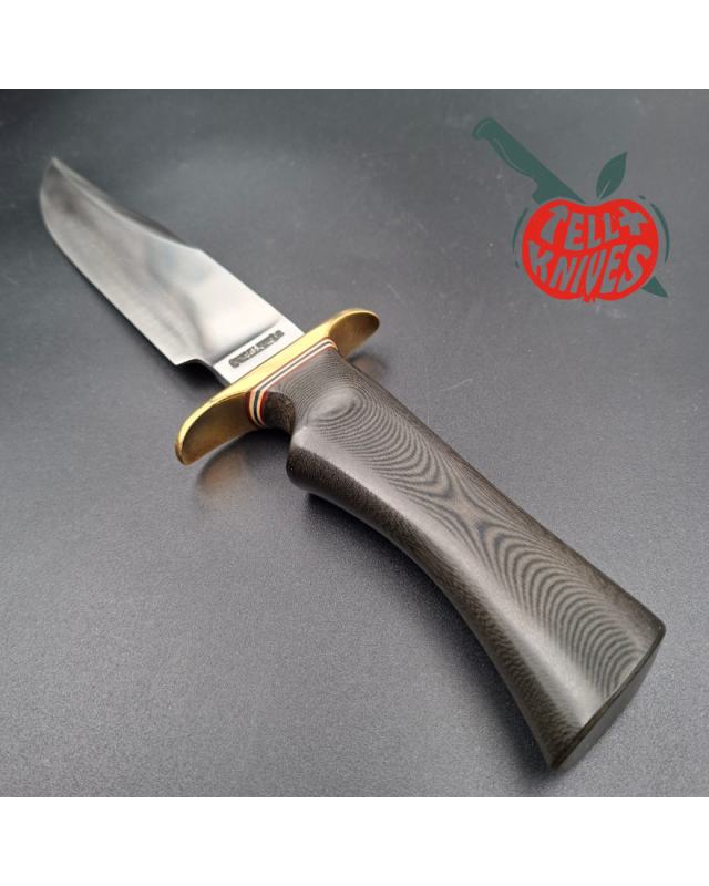 Randall Made Knives Nordic Knives Special Bowie forged stainless steel brass guard black micarta handle brown leather sh