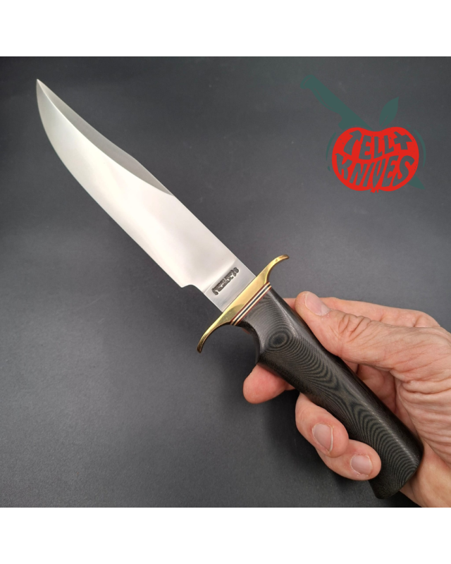 Randall Made Knives Nordic Knives Special Bowie forged stainless steel brass guard black micarta handle brown leather sh