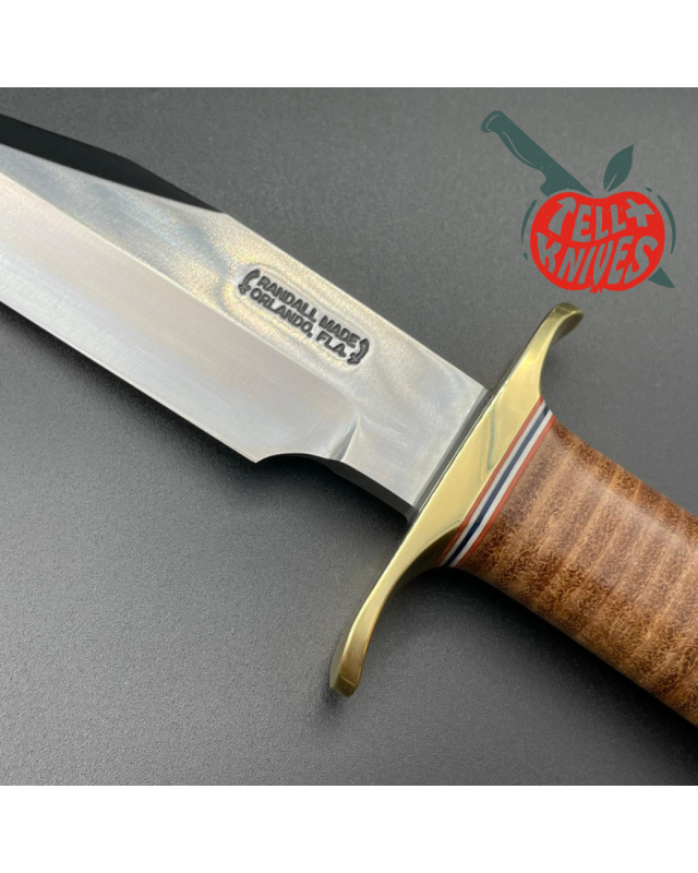 Randall Model 15 Airman Carbon Steel Stacked Leather Handle Brass Guard Duralumin Pommel Braun Leather Sheath