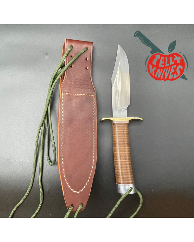 Randall Model 15 Airman Carbon Steel Stacked Leather Handle Brass Guard Duralumin Pommel Braun Leather Sheath