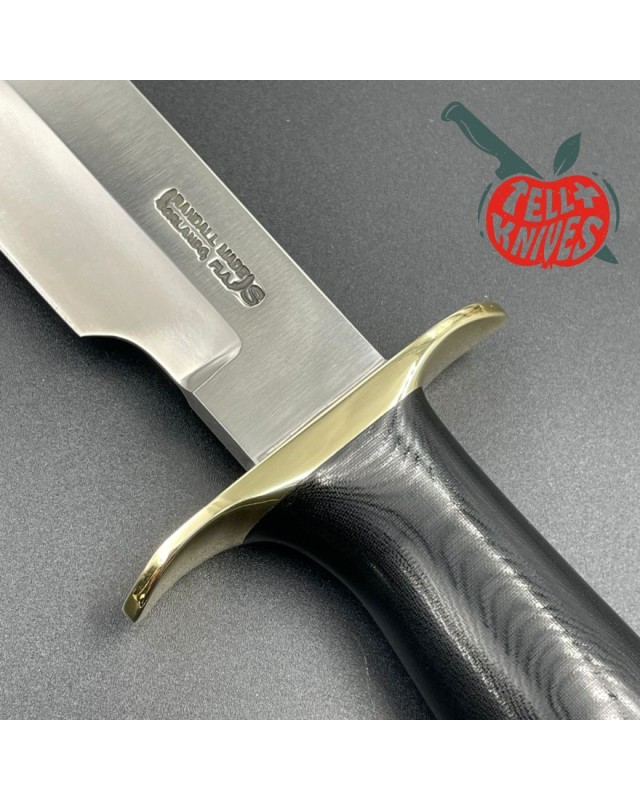 Randall Buxton Fighter Full Tang Stainless steel brass guard black micarta handle black leather sheath