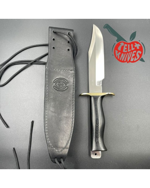 Randall Buxton Fighter Full Tang Stainless steel brass guard black micarta handle black leather sheath