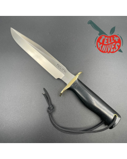 Randall Made Knives Model 16-7 SP1 Fighter forged stainless steel black micarta handle brass guard black leather sheath