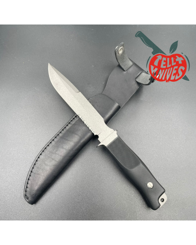 HATTORI Sea Commander fixed blade combat diver knife SEKI Japan AUS-6 stainless steel gray coating blade black leather s