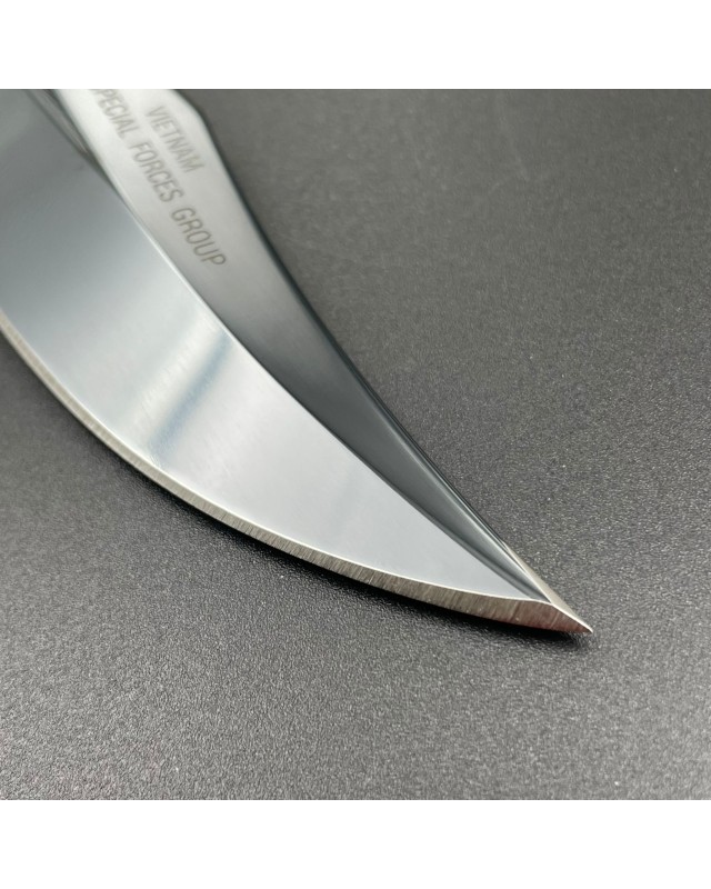 SOG S1 5th Special Forces Group Vietnam - blued SK5 carbon steel blade stacked leather handle black leather sheath