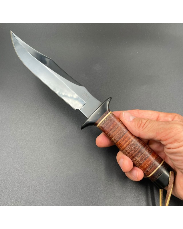 SOG S1 5th Special Forces Group Vietnam - blued SK5 carbon steel blade stacked leather handle black leather sheath