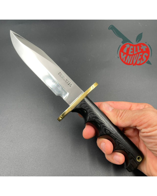 Randall Made Knives Vintage 70ies Model 15 5.5 Airman forged stainless steel black micarta four fingers grip handle bras