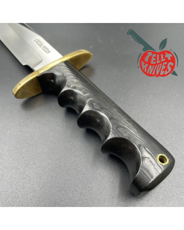 Randall Made Knives Vintage 70ies Model 15 5.5 Airman forged stainless steel black micarta four fingers grip handle bras