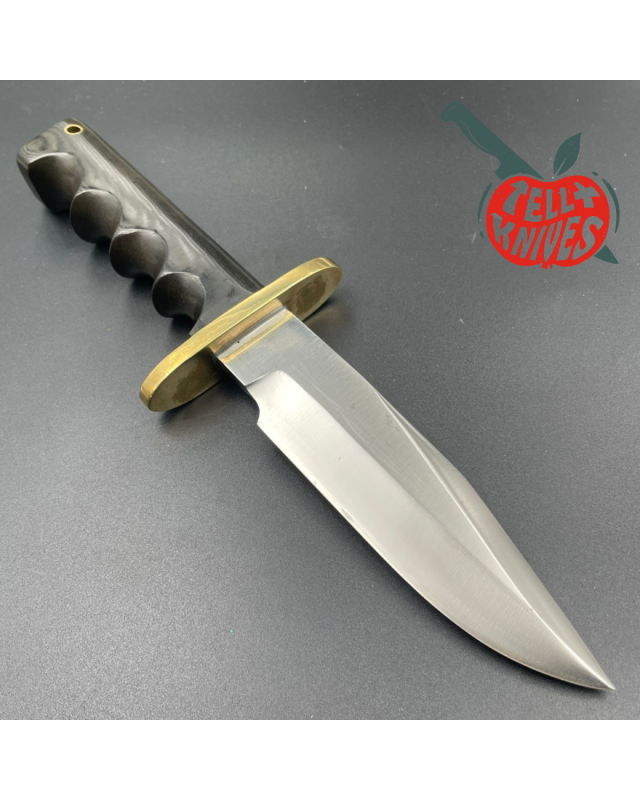 Randall Made Knives Vintage 70ies Model 15 5.5 Airman forged carbon steel black micarta four fingers grip handle brass g