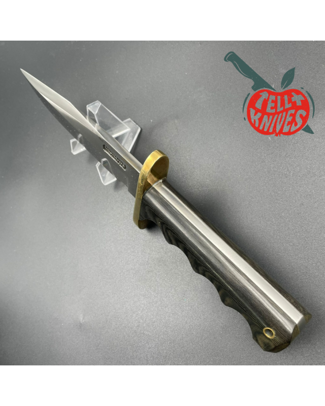 Randall Made Knives Vintage 70ies Model 15 5.5 Airman forged carbon steel black micarta four fingers grip handle brass g