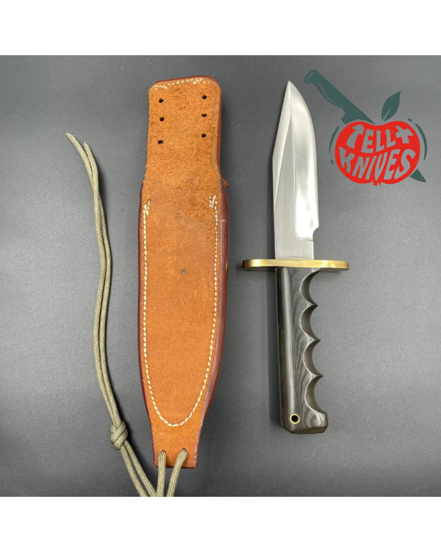 Randall Made Knives Vintage 70ies Model 15 5.5 Airman forged carbon steel black micarta four fingers grip handle brass g