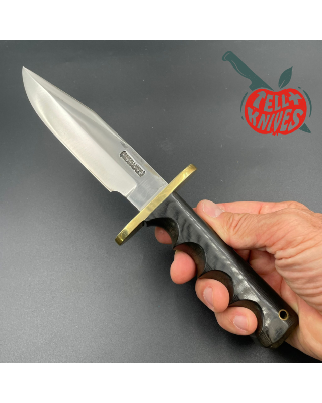 Randall Made Knives Vintage 70ies Model 15 5.5 Airman forged carbon steel black micarta four fingers grip handle brass g
