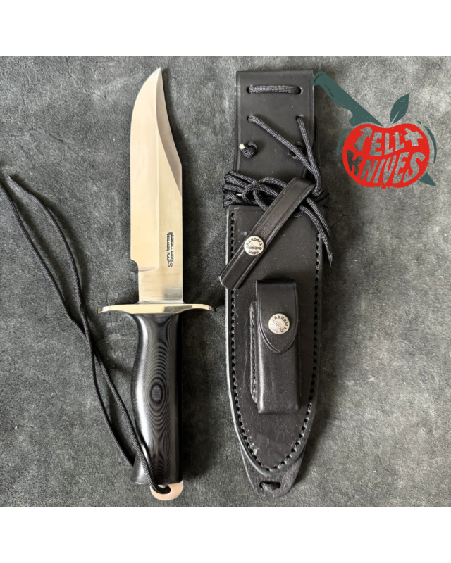 Randall Buxton Fighter Full Tang Stainless steel nickel silver Model 1 hilt black micarta handle black leather sheath
