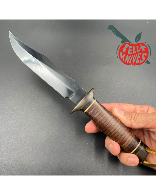 SOG S1 5th Special Forces Group Vietnam - blued SK5 carbon steel blade stacked leather handle black leather sheath with 