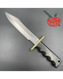 Randall Made Knives Vietnam Era Solingen Model 14 7.5 Humpback forged carbon steel green micarta handle brass hilt brown