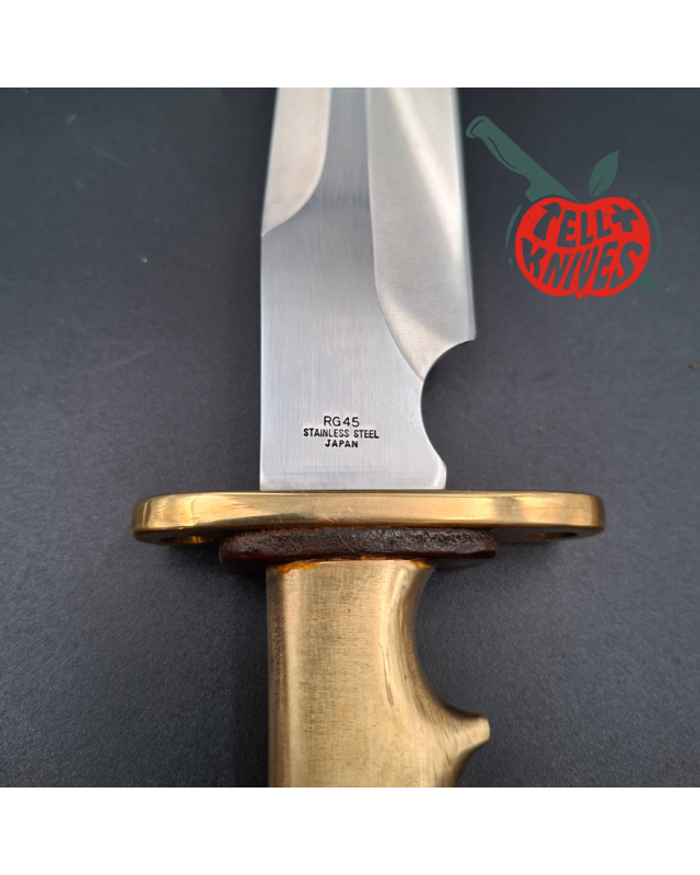 Trench Knife Custom Vintage 80ies RIGID blade SEKI Japan Swiss Legal Fighting Knife Brass handle