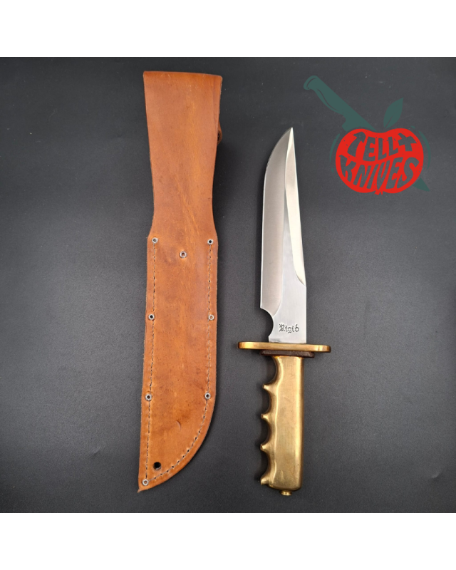 Trench Knife Custom Vintage 80ies RIGID blade SEKI Japan Swiss Legal Fighting Knife Brass handle