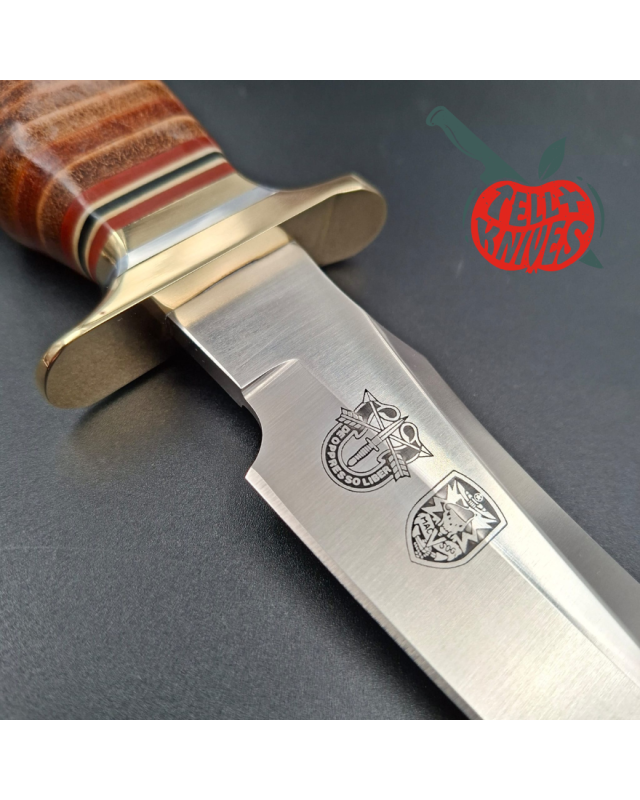 Al Mar Knives 4008 MACV SOG Fighting Knife SF stacked leather handle brown leather sheath